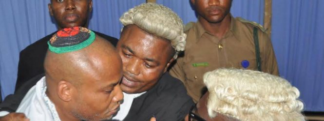 Nnamdi Kanu: [PICTURES] Secret trial enforced and Justice thwarted.
